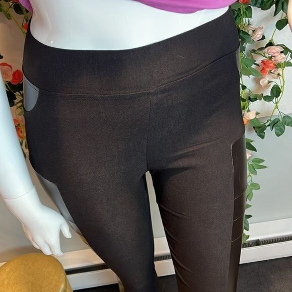 Contrast Panel Detail Faux Leather Pants Size L RefI032‎ - Picture 6 of 6